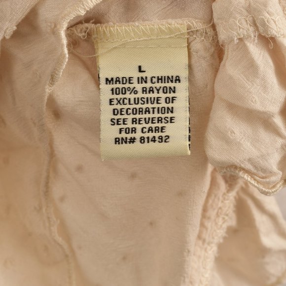 Tantrums Crochet Lace Ruffle Bell Sleeve Bohemian Oversized Peasant Blouse SZ L - Picture 3 of 4